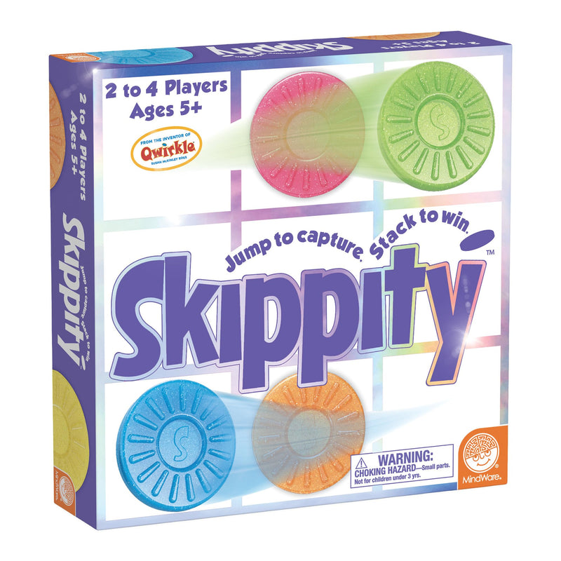 MindWare Skippity – Jump-and-capture board game for 2 to 4 players – Twist on checkers – 100pc – Fun for kids & adults, ages 5+