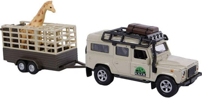 Kids Globe 521723 Traffic Die Cast 'Landrover Defender' (Pull Back, Giraffe Pendant), Beige, Brown, Black