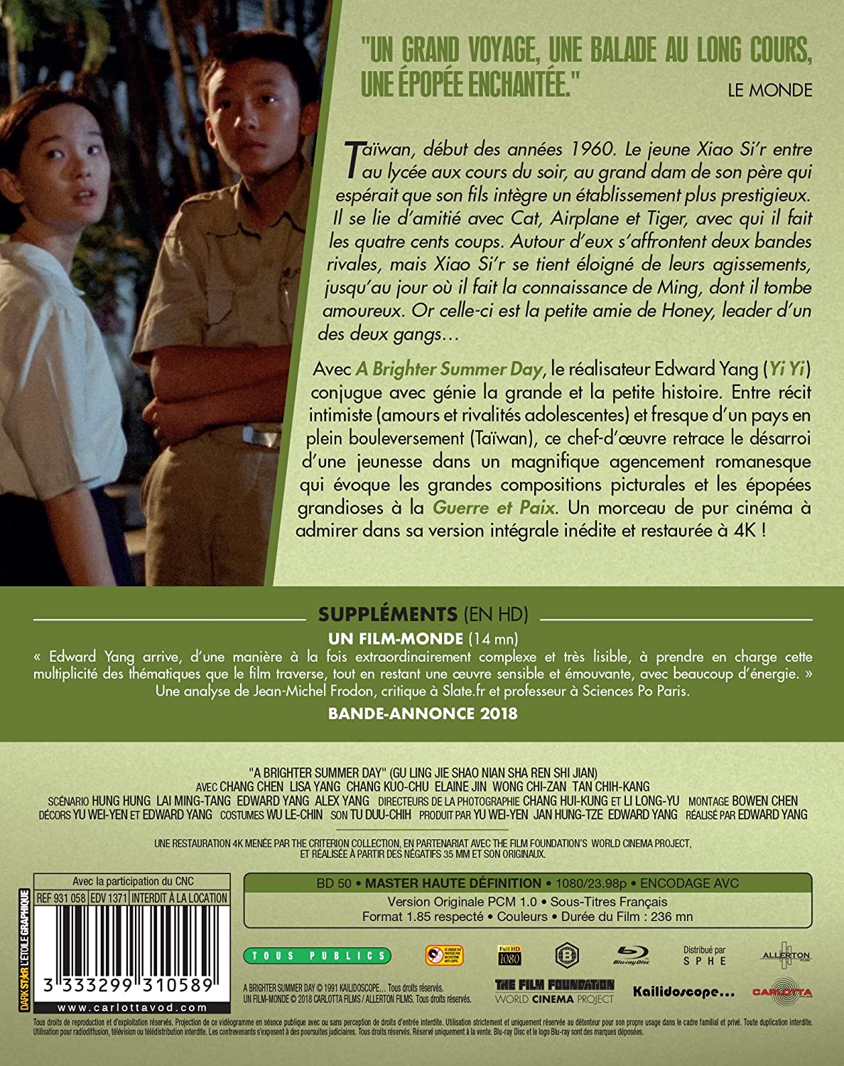 A Brighter Summer Day Vo Sous Titre Francais/Blu-Ray