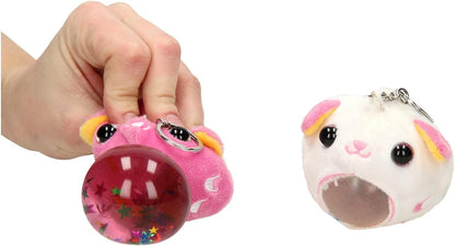 JohnToy 24337 Squishy Soft Animal Keychain, 2 Asso