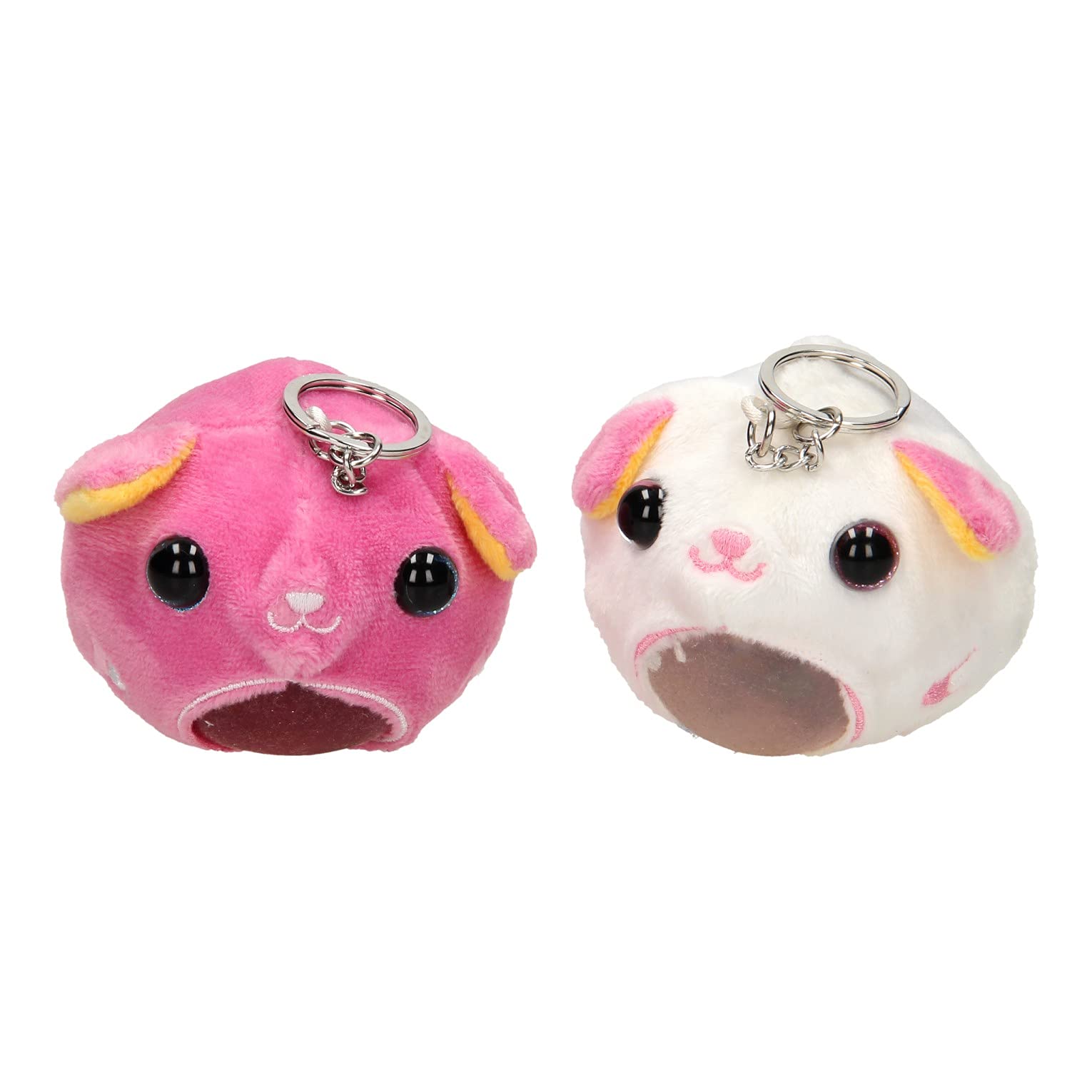 JohnToy 24337 Squishy Soft Animal Keychain, 2 Asso