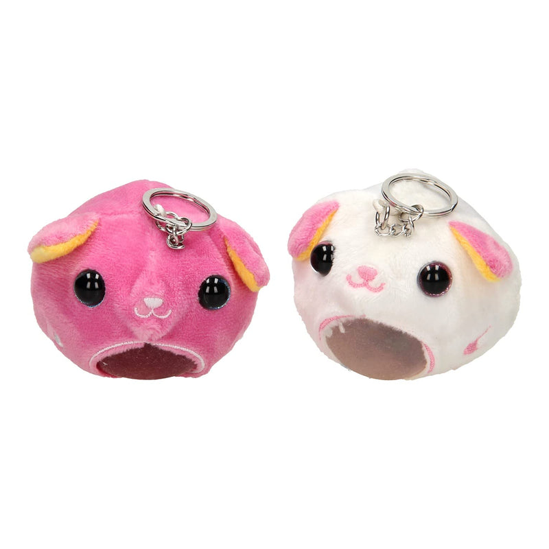 JohnToy 24337 Squishy Soft Animal Keychain, 2 Asso