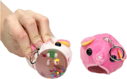 JohnToy 24337 Squishy Soft Animal Keychain, 2 Asso