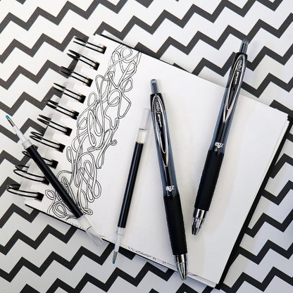 uni-ball UMN-207 SigNo 207 Rollerball Gel Pens. Premium Retractable Medium 0.7mm Ballpoint Tip for Super Smooth Writing, Drawing, Art, and Colouring. Fade & Water Resistant Uni Super Ink. 3 Pack Black