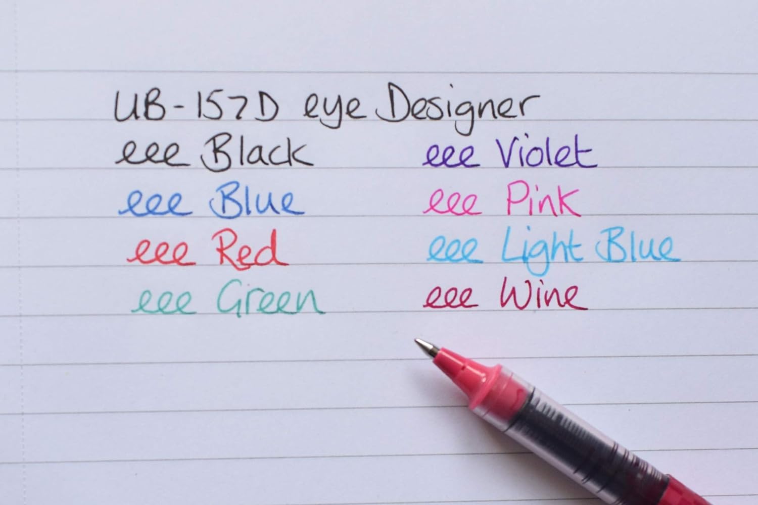 uni-ball UB-157D Eye Designer - Bolígrafos de punta redonda mediana de 0,7 mm para una escritura a mano súper suave, resistente a la decoloración y al agua, tinta líquida Uni Super Ink, paquete de 8
