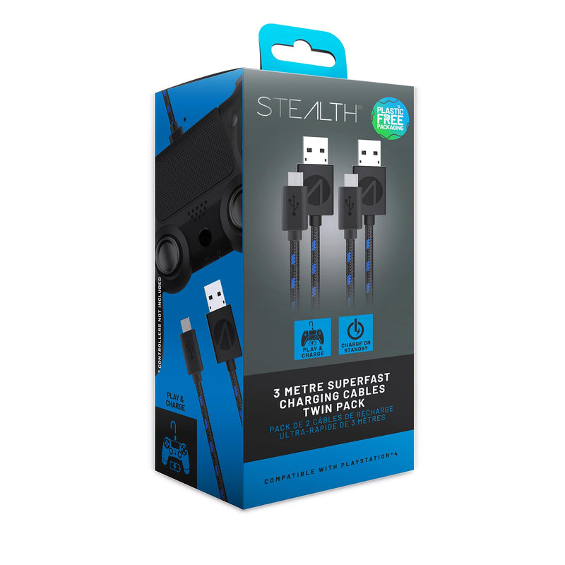 Stealth PS4 Twin Play & Charge Cables (2x3m) (PS4)