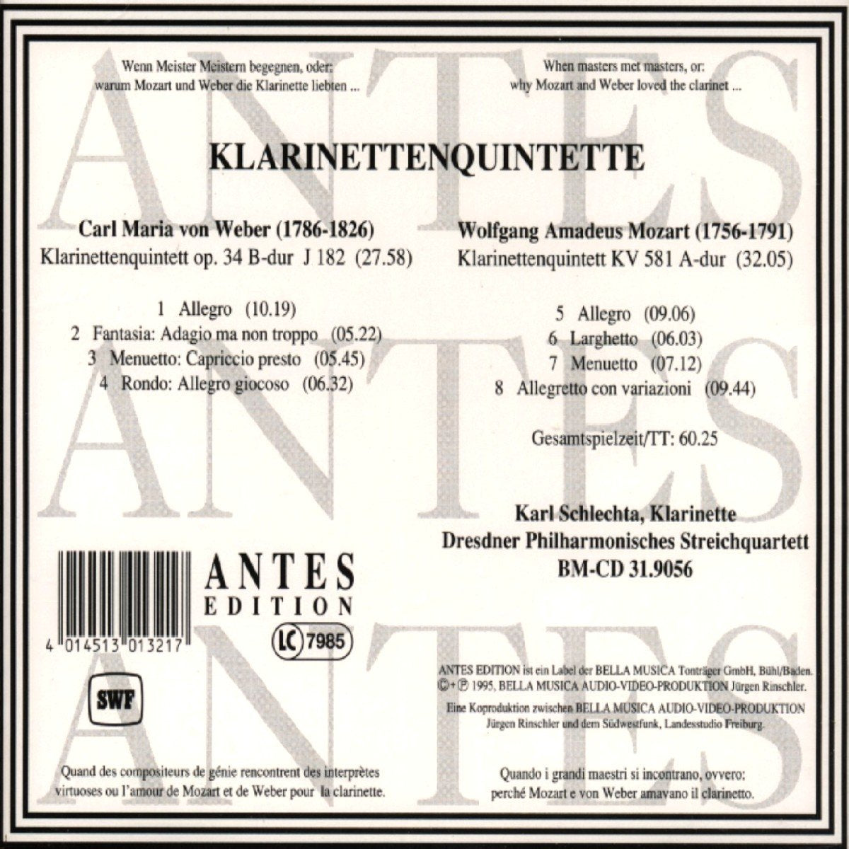 Clarinet QNT Op 34 / Clarinet QNT KV 581