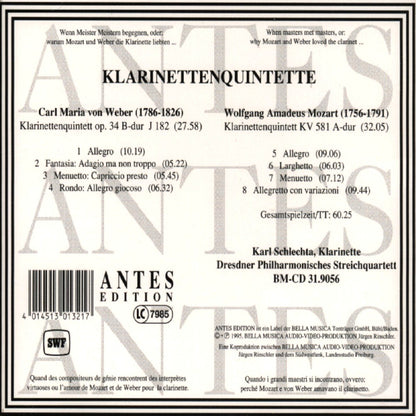Clarinet QNT Op 34 / Clarinet QNT KV 581