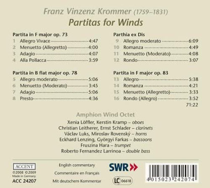 Franz Vinzenz Krommer: Partitas Op.73 / Op.78 / Op.83 & Partita ex Dis