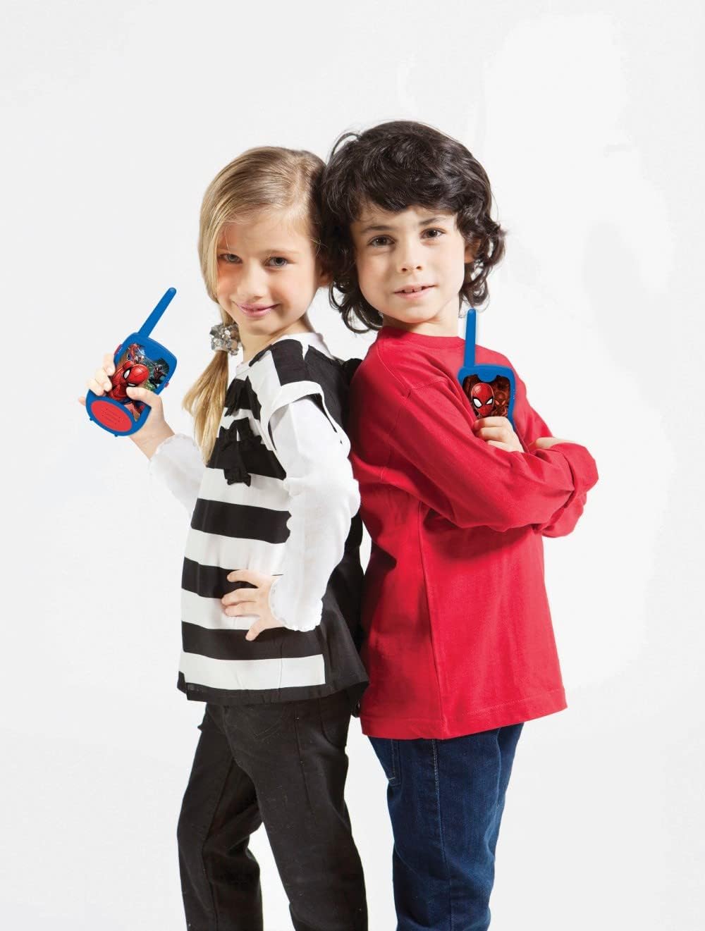 Lexibook, Spider-Man, Walkie-Talkies 200m, Communication Game for Children, 2 Communication Channels, Belt Clip, Battery Operated, Blue, TW12SP