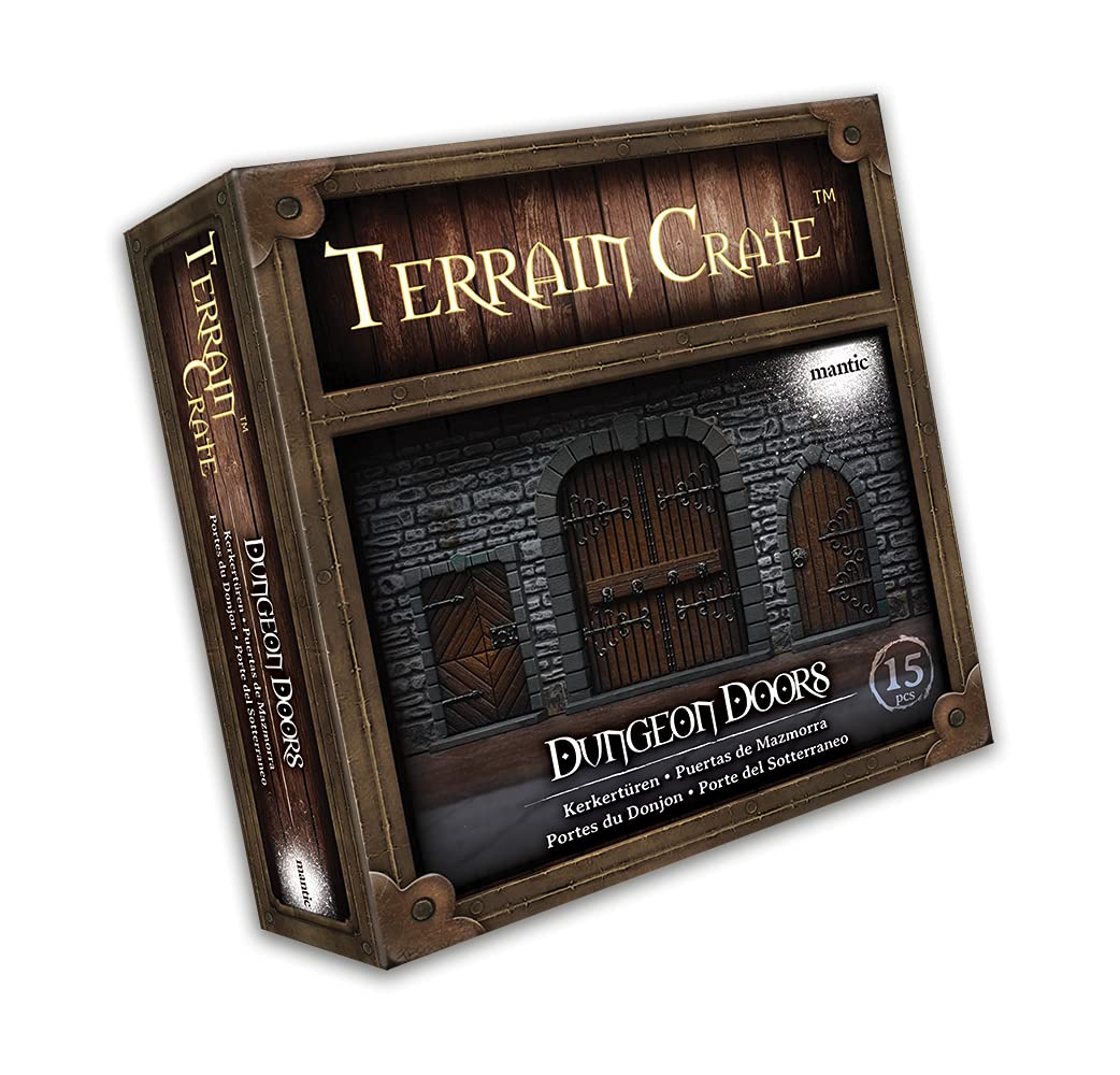 Mantic Games Terrain Crate - Dungeon Doors Medium Size Set | Highly-Detailed 3D Miniatures | Pre-Assembled Scenery Tabletop Game Accessory for Wargames, Board Games and RPGs | Made
