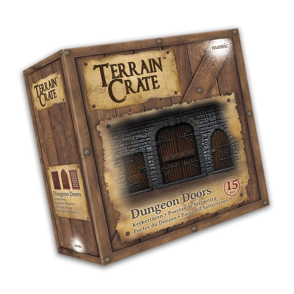Mantic Games Terrain Crate - Dungeon Doors Medium Size Set | Highly-Detailed 3D Miniatures | Pre-Assembled Scenery Tabletop Game Accessory for Wargames, Board Games and RPGs | Made