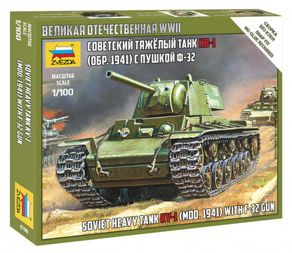 Zvezda 6190 Model to Assemble, Kv-1 With F-32 Gun, 1/100 Scale