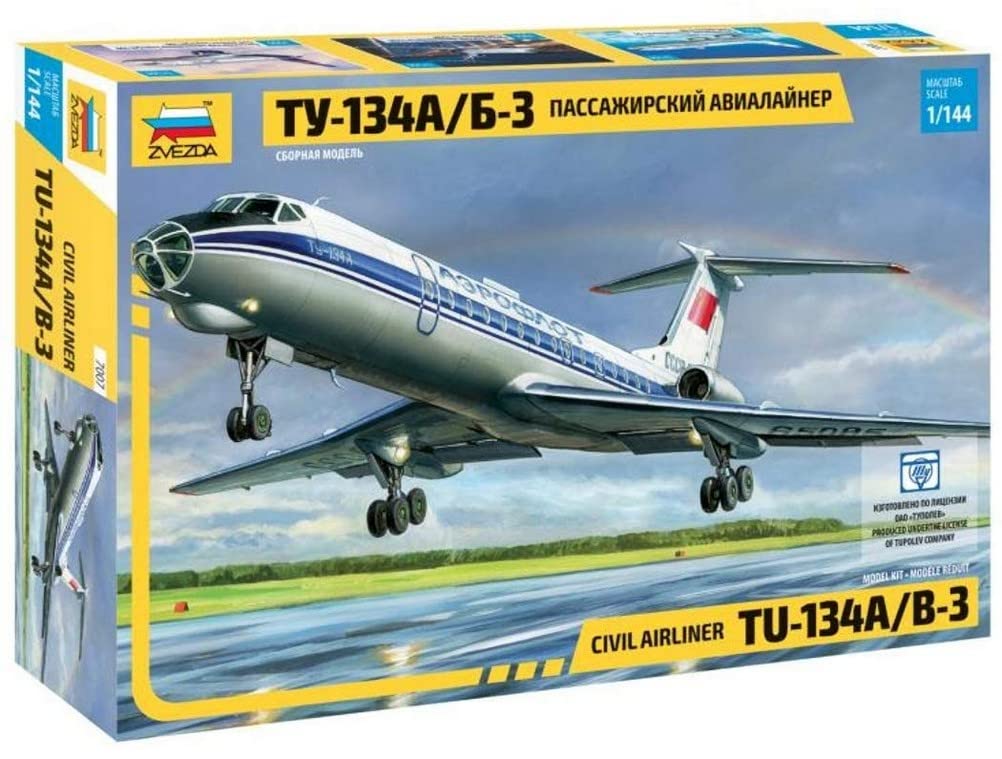 Zvezda 500787007-1:144 Passenger Aircraft Tupolev Tu-134B'67