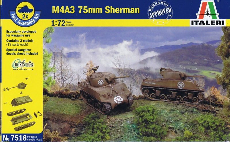 Italeri 510007518 1: 72 – Sherman M4 A3 75 mm (Pack of 2)