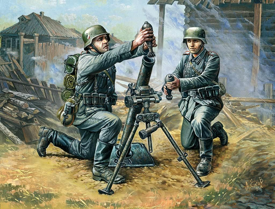 Zvezda - z6111 - Model Making - Mortar German and Servants - Scale 1: 72.