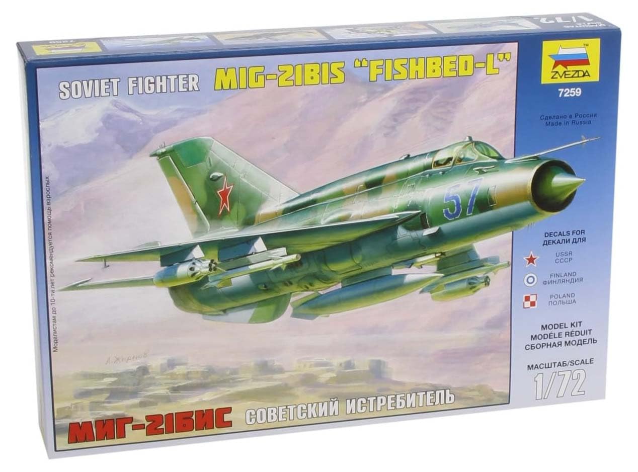 Zvezda 500787259 1:72 MiG-21BIS Fishbed-L Combat Jet Model Making Kit