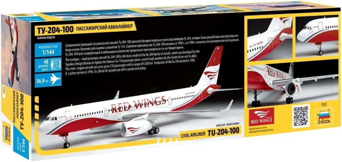 Zvezda 7023 500787023-1:144 Tupolev TU-204 100 - Maqueta de construcción (construcción de Modelos, construcción de Modelos, aficiones, Manualidades, Kit de Montaje de plástico, sin lacar