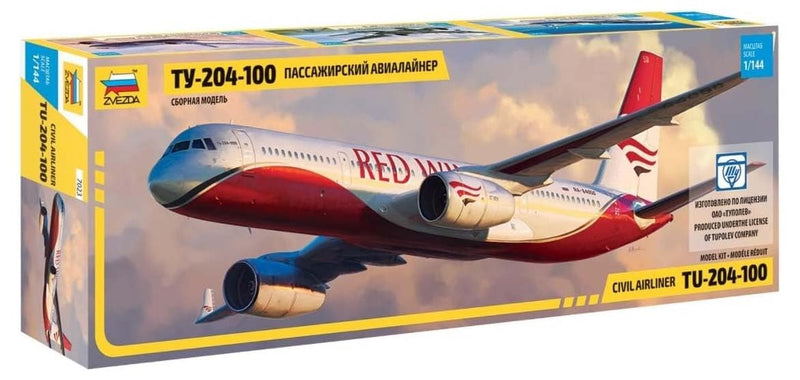 Zvezda 7023 500787023-1:144 Tupolev TU-204 100 - Maqueta de construcción (construcción de Modelos, construcción de Modelos, aficiones, Manualidades, Kit de Montaje de plástico, sin lacar
