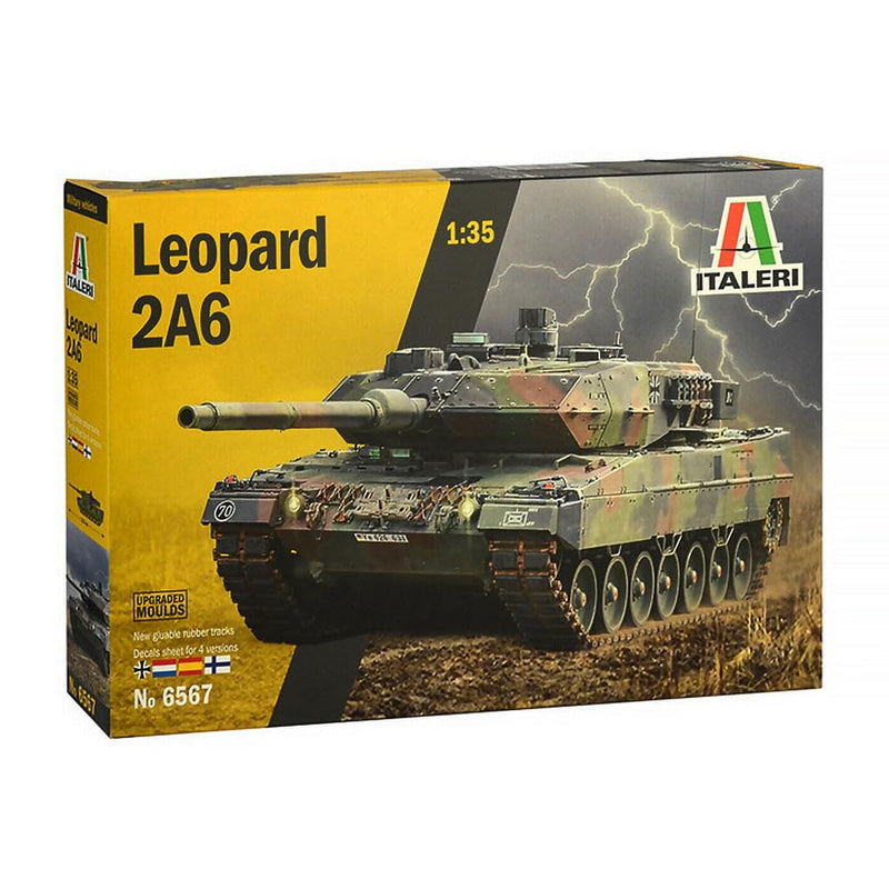 Italeri- Leopard 2A6 Italia 6567S-1:35 2A6-Juego de construcción de maquetas, fabricación de Modelos, Manualidades, aficiones, Pegar, Kit de plástico, Color Plateado, zzzz-s (6567S