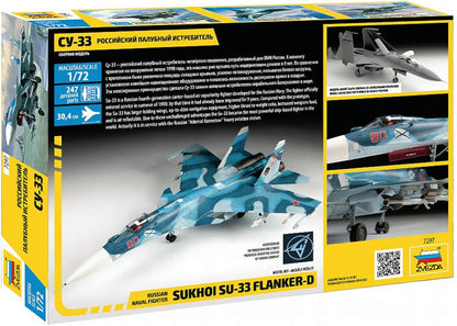 Zvezda 500787297 Sukkoi SU-33 Russian Naval Fighter plástico-Maqueta de construcción Kit de Montaje-para Principiantes-detallado, Color Azul Claro, Large (7297