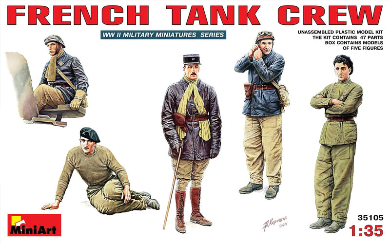 MiniArt 1:35 Scale French Tank Crew Plastic Model Kit