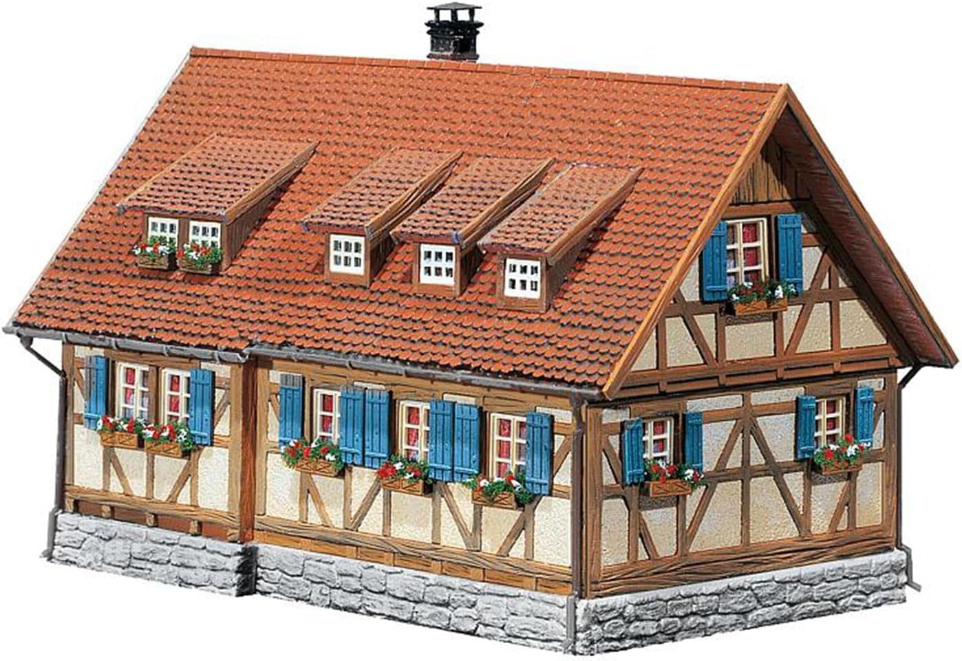 FALLER Ländliches Fachwerkhaus Modellbausatz mit 195 Einzelteilen 145 x 103 x 89 mm I Modelleisenbahn Zubehör H0 I Modelleisenbahn H0 Fachwerkhaus