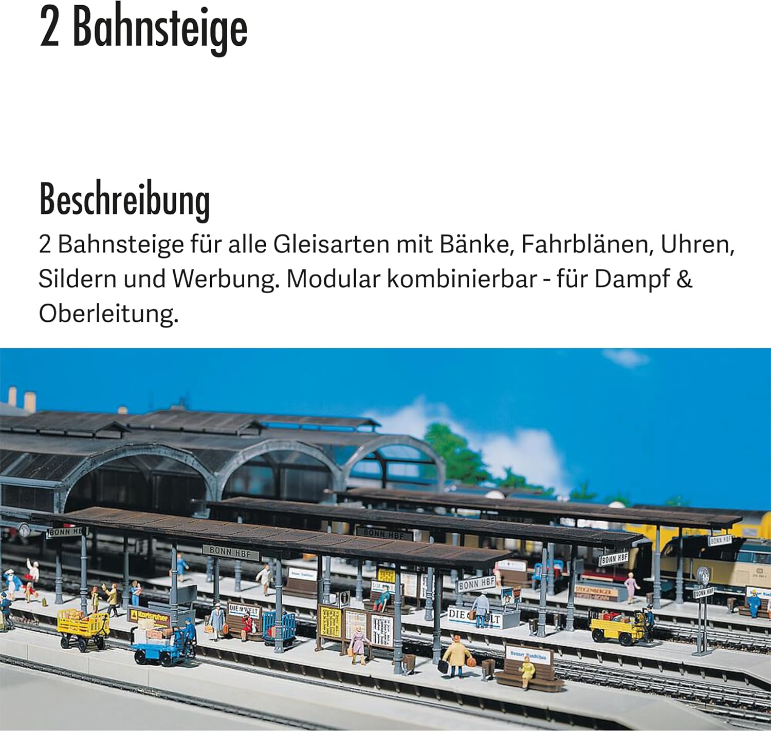 FALLER 2 Bahnsteige Modellbausatz mit 98 Einzelteilen 417 x 48 x 52/68 mm I Modelleisenbahn Zubehör H0 Gebäude I Modelleisenbahn H0 Bahnsteige