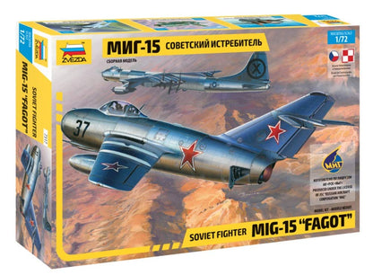 Zvezda 500787317 500787317-1:72 MIG-15 Bassoon Plastic Model Kit Assembly Kit for Beginners Detailed Silver