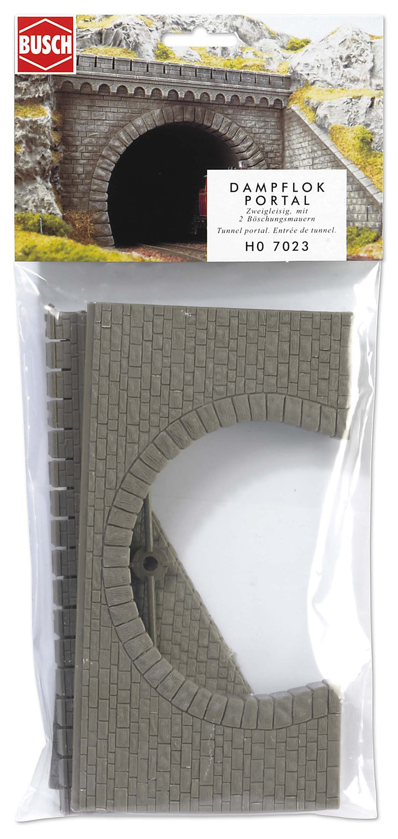 Busch 7023 Double Track Tunnel Portal with Stone Walls (2