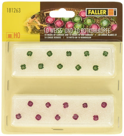 Faller 95527 – 10 kohlköpfe, Accesorios para el Modelo Ferrocarril, Modelo Diseño, Blanco/Rojo