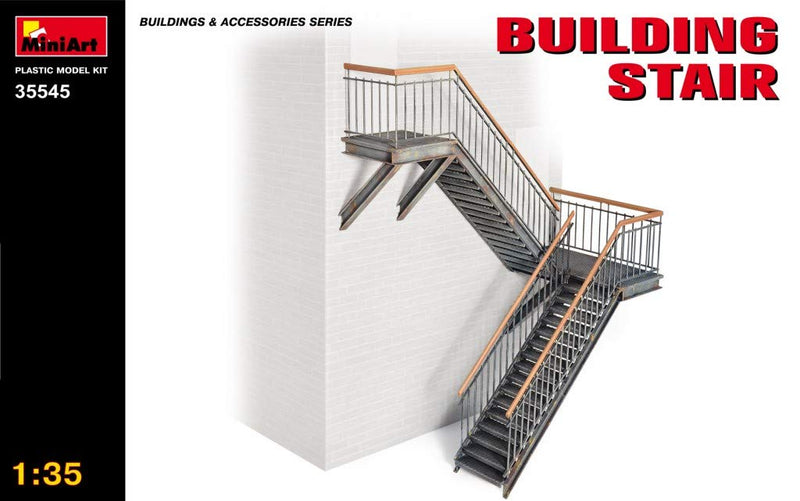 MiniArt 1:35 Scale Building Stairs Plastic Model Kit (Grey