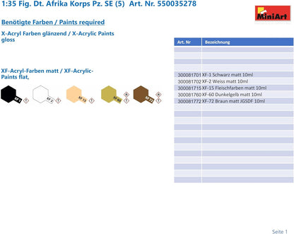 Mini Art 550035278 MiniArt 35278 1:35 Fig. Dt. Afrika Korps Pz. SE (5) -originalgetreue Nachbildung, Modellbau, Plastik Bausatz, Basteln, Hobby, Kleben, Modellbausatz, Zusammenbauen, unlackiert