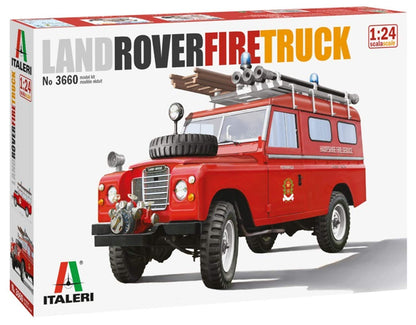 Italeri 3660S Land Rover 3660S-1:24 Fire Truck, Building, Stand Model Making, Crafts, Hobby, Gluing, Plastic Construction Kit, Unvarnished