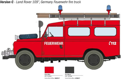 Italeri 3660S Land Rover 3660S-1:24 Fire Truck, Building, Stand Model Making, Crafts, Hobby, Gluing, Plastic Construction Kit, Unvarnished