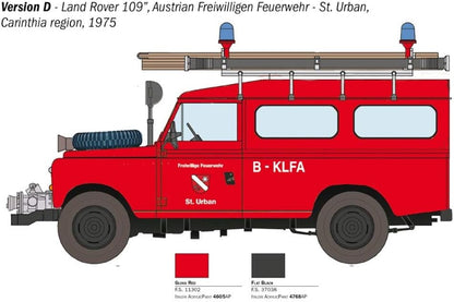 Italeri 3660S Land Rover 3660S-1:24 Fire Truck, Building, Stand Model Making, Crafts, Hobby, Gluing, Plastic Construction Kit, Unvarnished