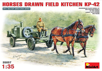 MiniArt 35057 Horses Drawn Field Kitchen KP-42 - Cocina móvil soviética en Miniatura con Caballos (Escala 1:35