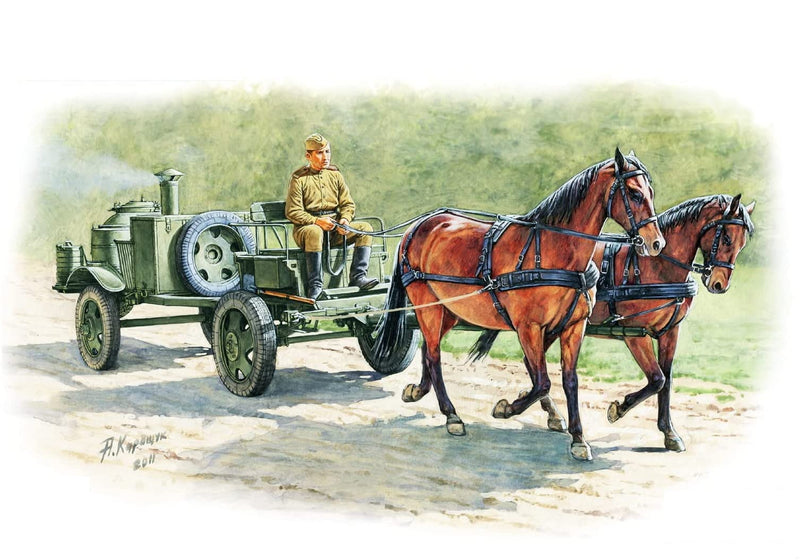 MiniArt 35057 Horses Drawn Field Kitchen KP-42 - Cocina móvil soviética en Miniatura con Caballos (Escala 1:35