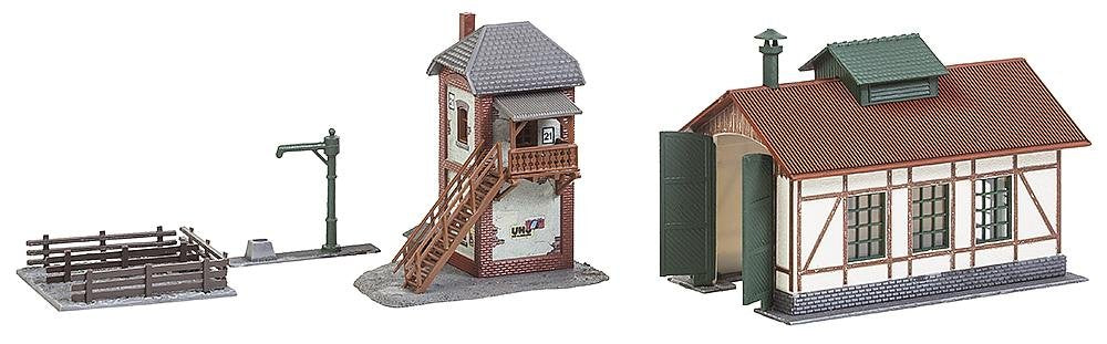 Faller 222108 22108 N Subway Log Shed with Block Station, Multicoloured, 13.9 x 3.7 x 22.4 cm