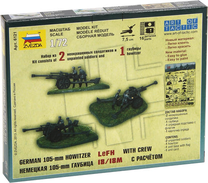 Zvezda 1/72 German 105-mm Howitzer LeFH 18/18m with crew model kit # 6121