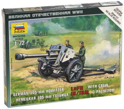 Zvezda 1/72 German 105-mm Howitzer LeFH 18/18m with crew model kit # 6121