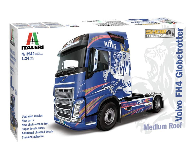 Italeri 3942S Volvo 1:24 FH4 Globetrotter/Medium Roof, Faithful Replica, Model Making, Crafts, Hobby, Gluing, Plastic Construction Kit, Assembly