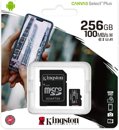 Kingston Canvas Select Plus microSD Card SDCS2/256 GB Class 10 (SD Adapter Included