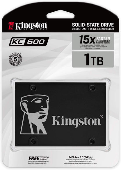 Kingston KC600 SSD SKC600/1024G Internal SSD 2.5", SATA Rev 3.0, 3D TLC, XTS-AES 256-bit encryption