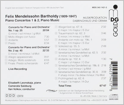 Mendelssohn: Piano Concertos 1 & 2 / Piano Music