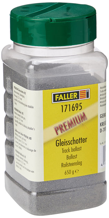 FALLER 171695 - Premium-Gleisschotter, 500 ml, dunkelgrau (für C-Gleis
