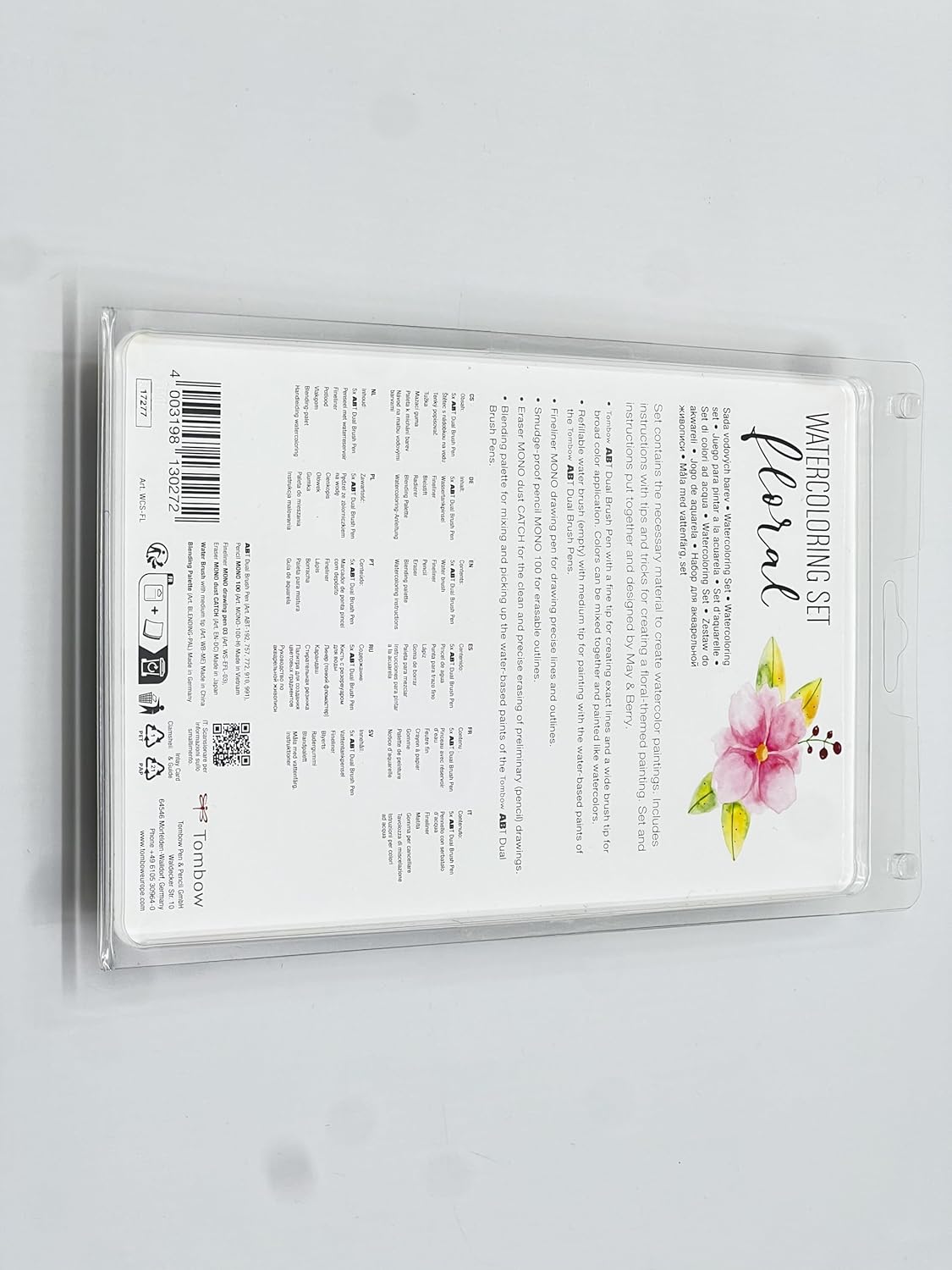 Tombow Watercoloring Set Floral, by May & Berry, 9-piece set incl. 5 ABT Dual Brush Pens and instructions, watercolour set for beginners