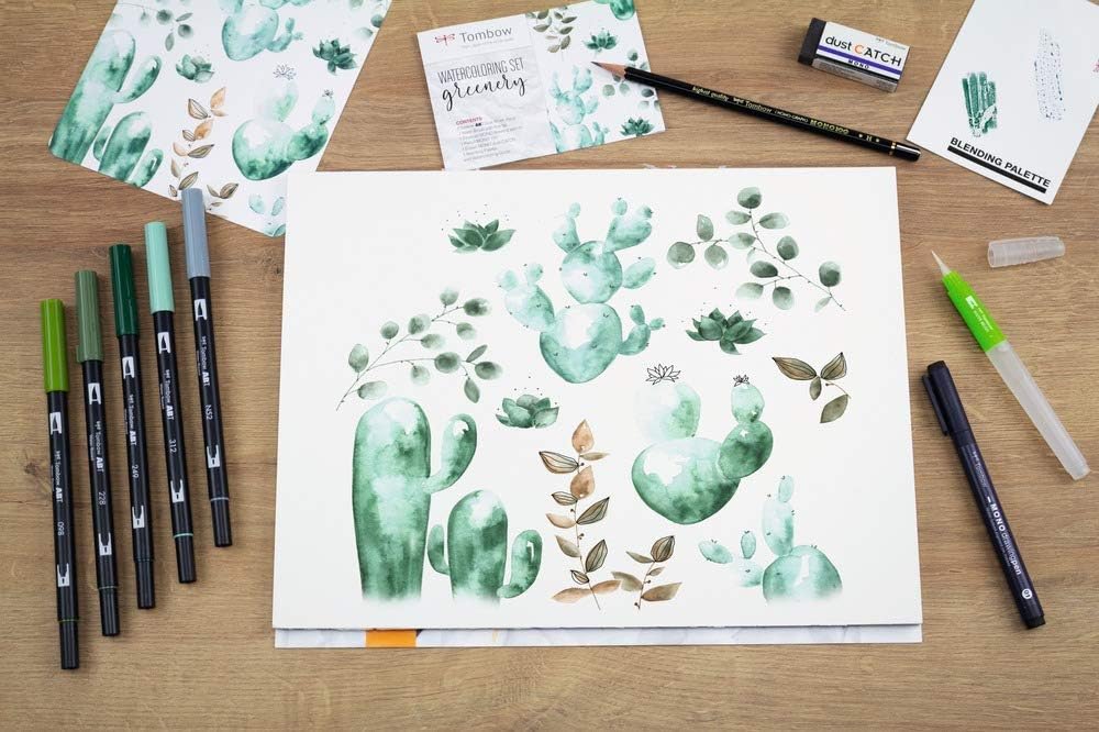 Tombow Watercolouring Set - Greenery, 9 Count (Pack of 1