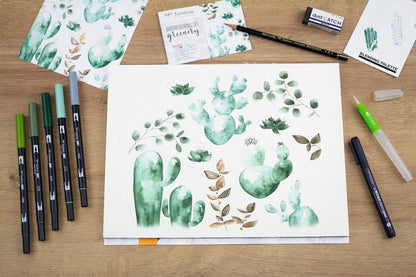 Tombow Watercolouring Set - Greenery, 9 Count (Pack of 1