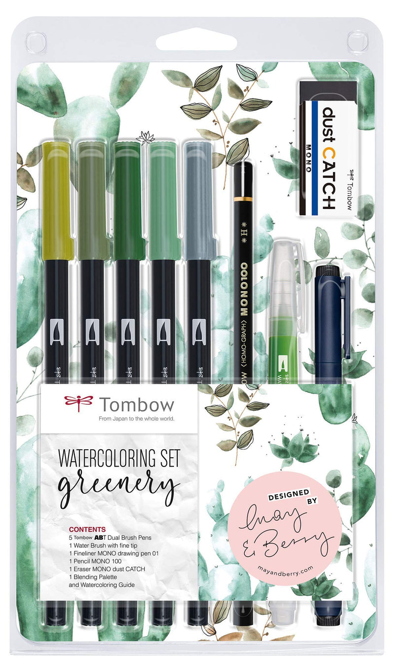 Tombow Watercolouring Set - Greenery, 9 Count (Pack of 1